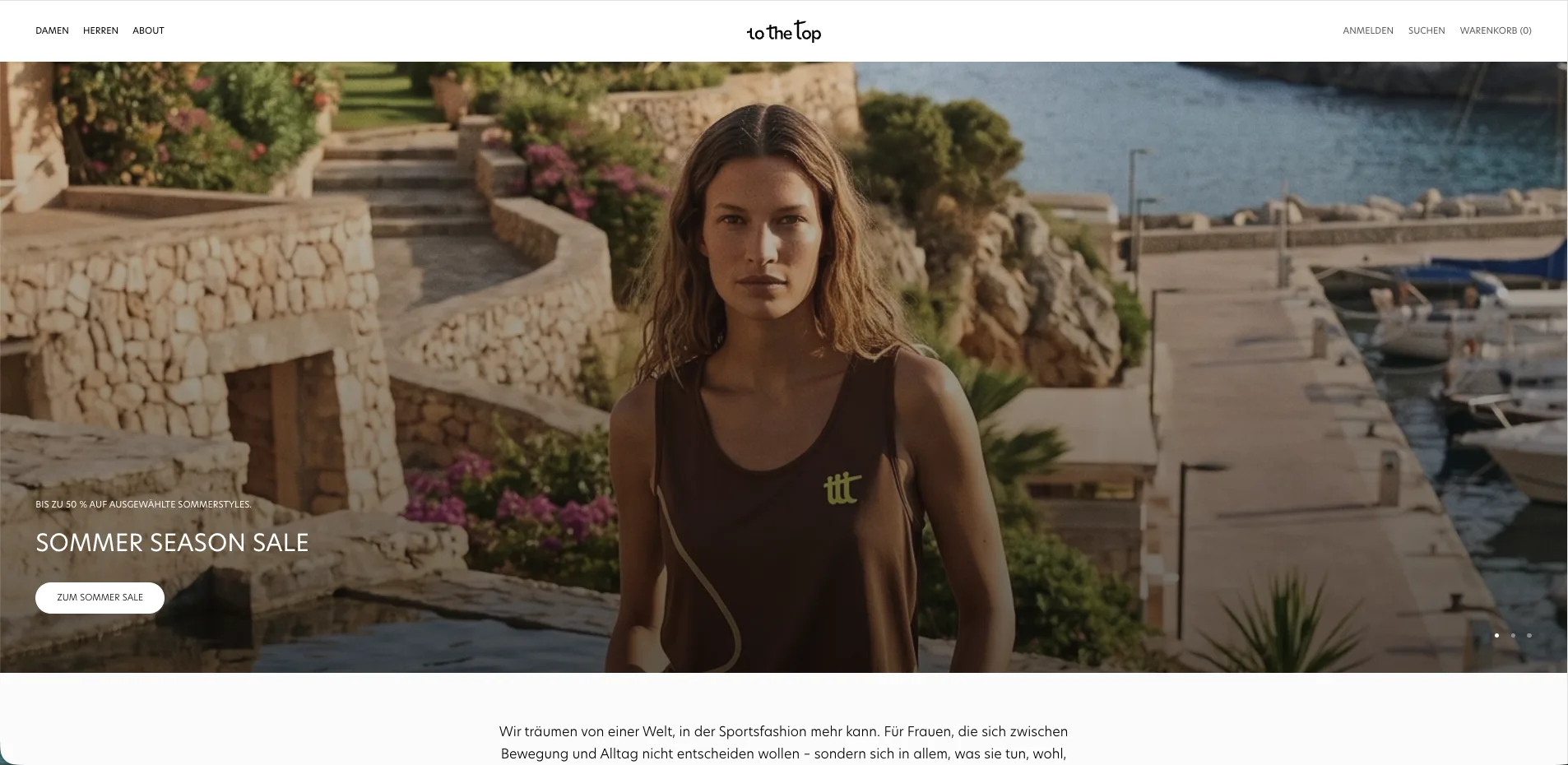 to the top, Onlineshop der Sportsfashion-Marke