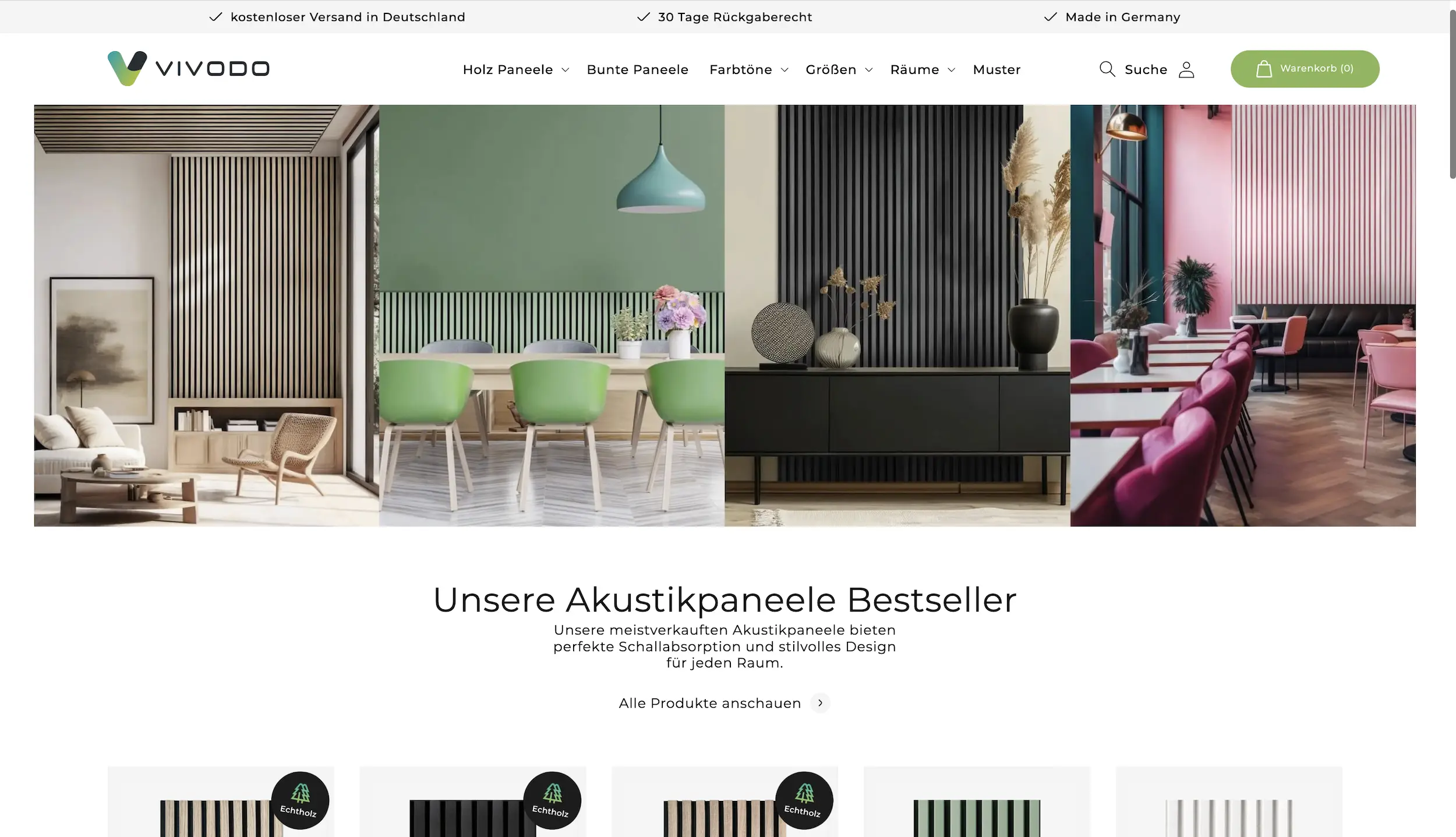 Vivodo, Moderner Onlineshop für Akustikpaneele