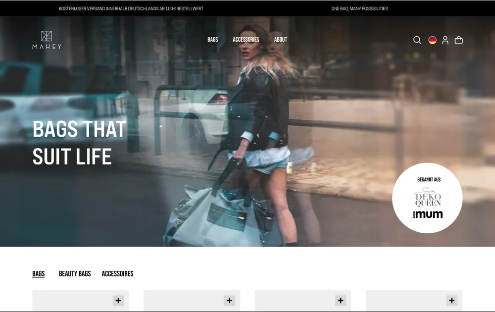 Onlineshop von Mahey Bags