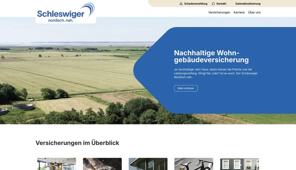 Webseite der Versicherung Der Schleswiger