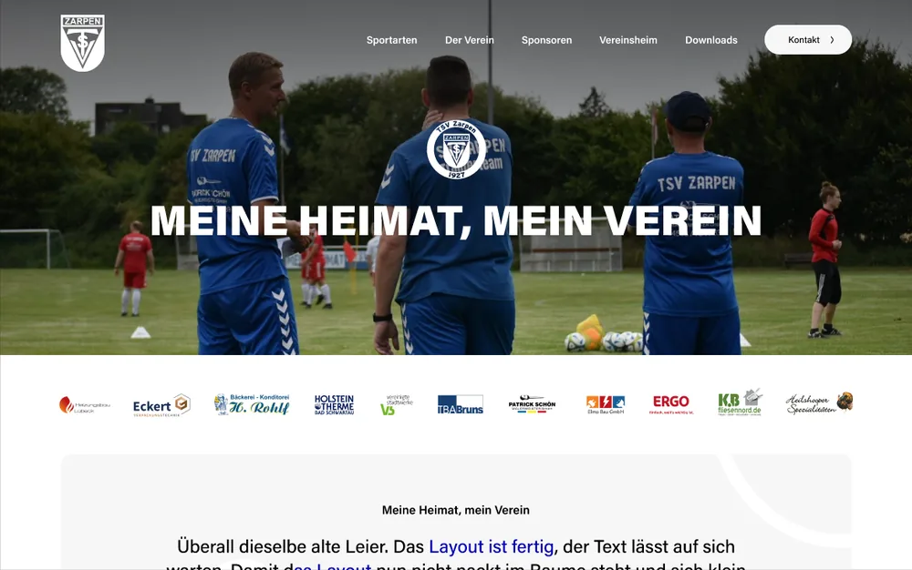 Webseite des TSV Zarpen